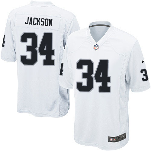 Men's Game Bo Jackson Nike Jersey White Road - #34 NFL Oakland Raiders